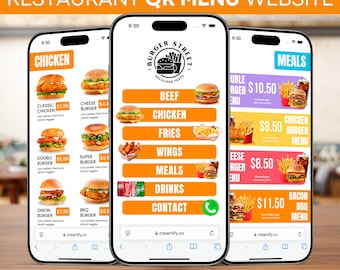 Restaurant QR Code Menu Website Template: Mobile-Friendly Canva Design