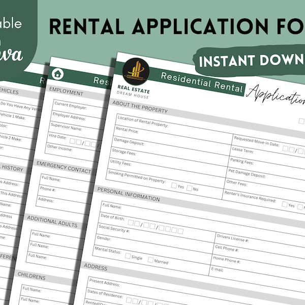 Rental Application Form Template - Etsy