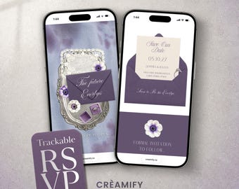 Save the Date Website Template: Lavender Animated Envelope Reveal, Canva Digital Invitation with RSVP