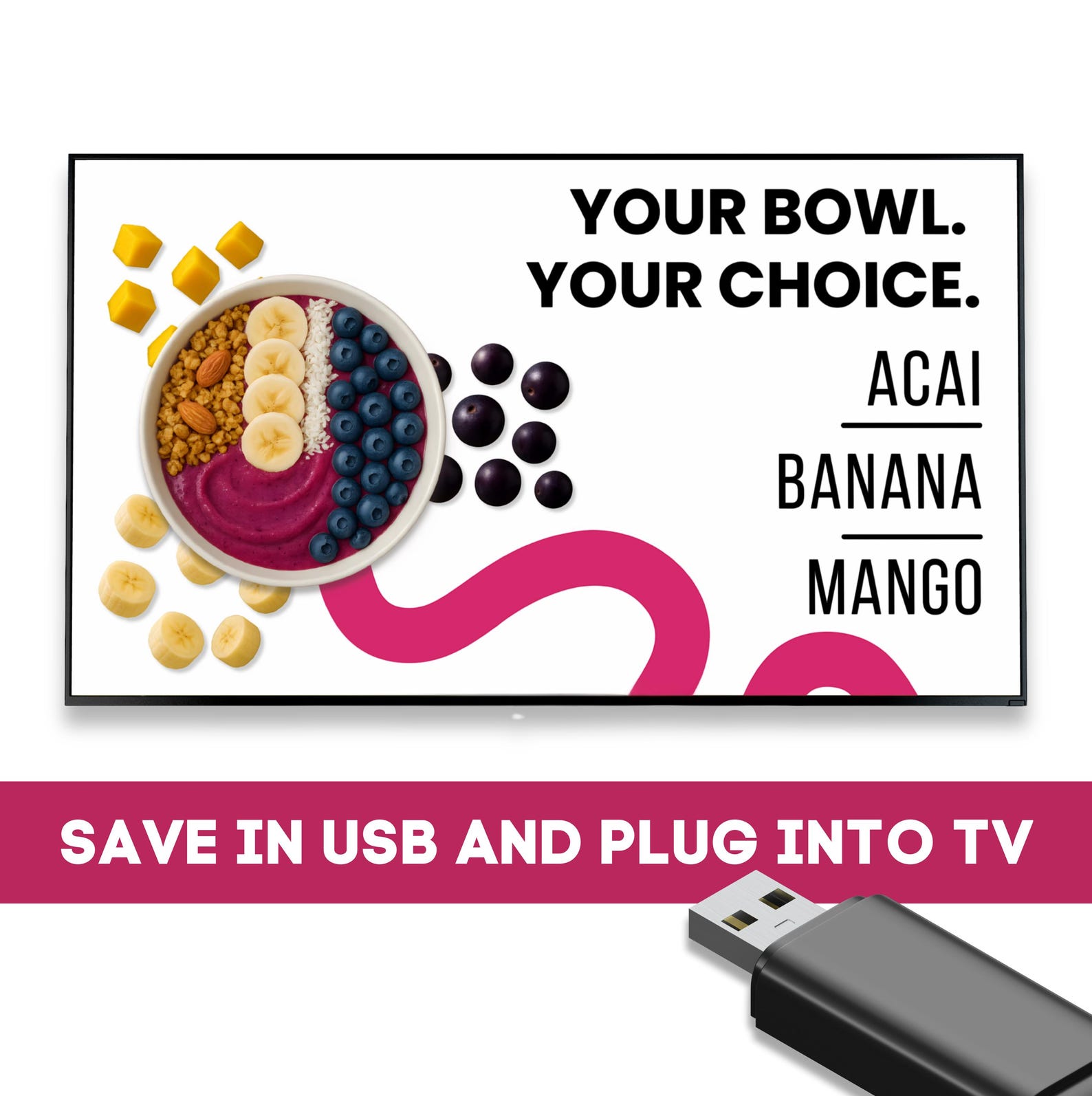 Açaí Bowl & Smoothie Digital Menu Board: Editable TV Display (canva) - Etsy