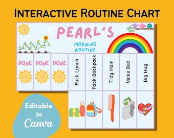 Tabela de rotina Rainbow Kids: lista de verificação personalizável (PDF para impressão)