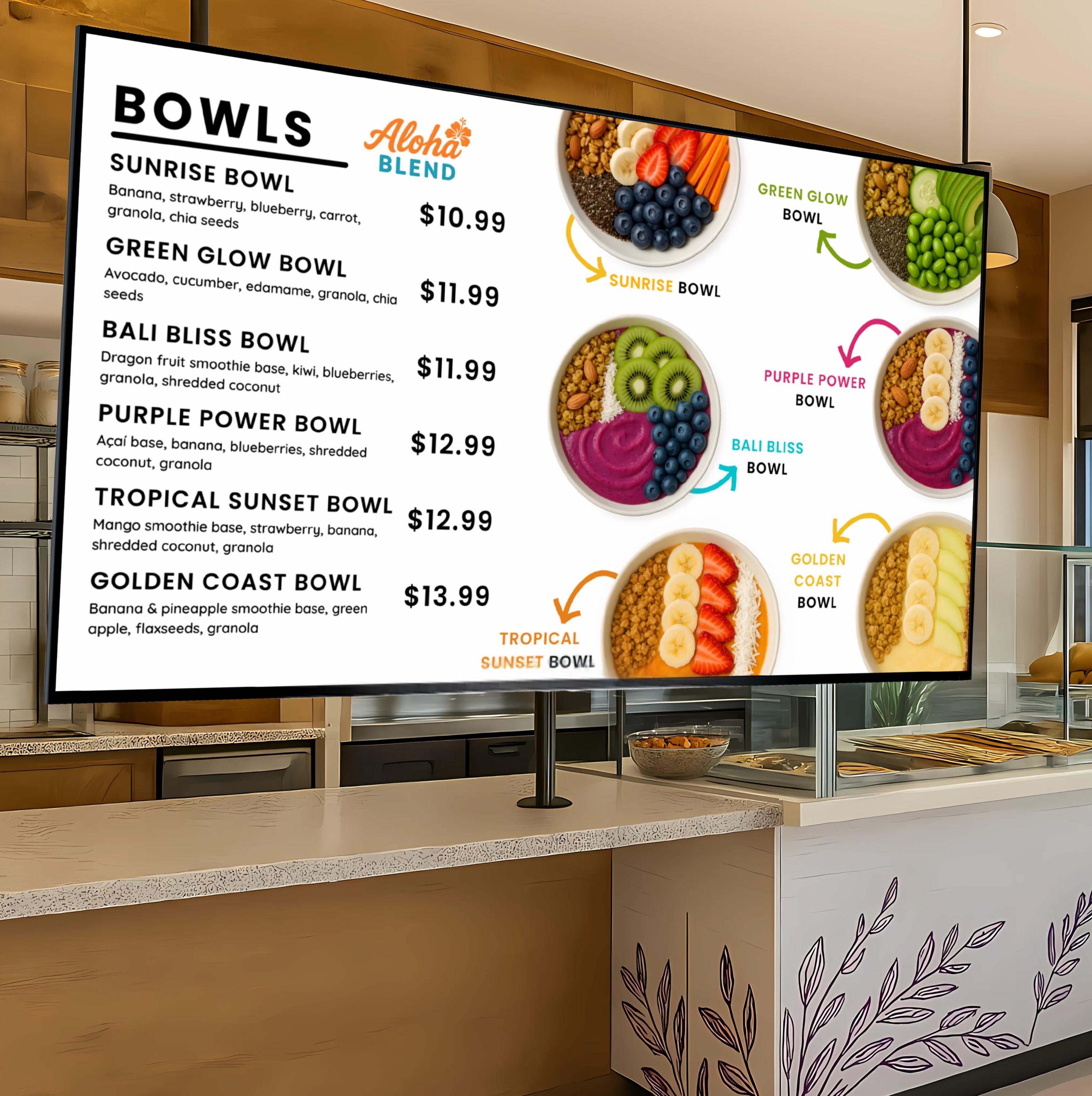 Açaí Bowl & Smoothie Digital Menu Board: Editable TV Display (canva) - Etsy