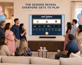 Gender Reveal Party Game: Interactive Baby Jackpot Slot Machine for TV or Projector