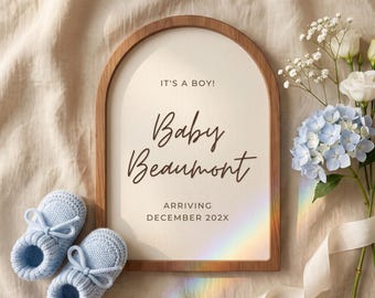 Baby Boy Pregnancy Announcement Canva Template, Minimalist Instagram Reveal, Social Media Post