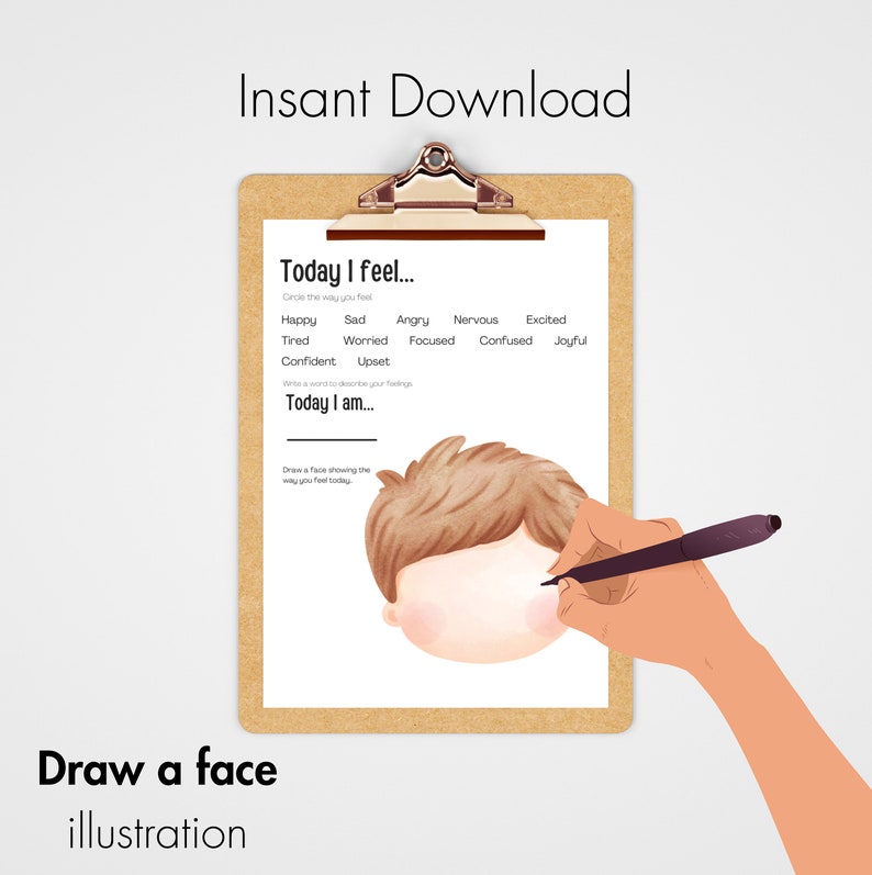 Printable Kids Emotions Activity Sheet: Today I Feel, Boys Edition (PDF ...