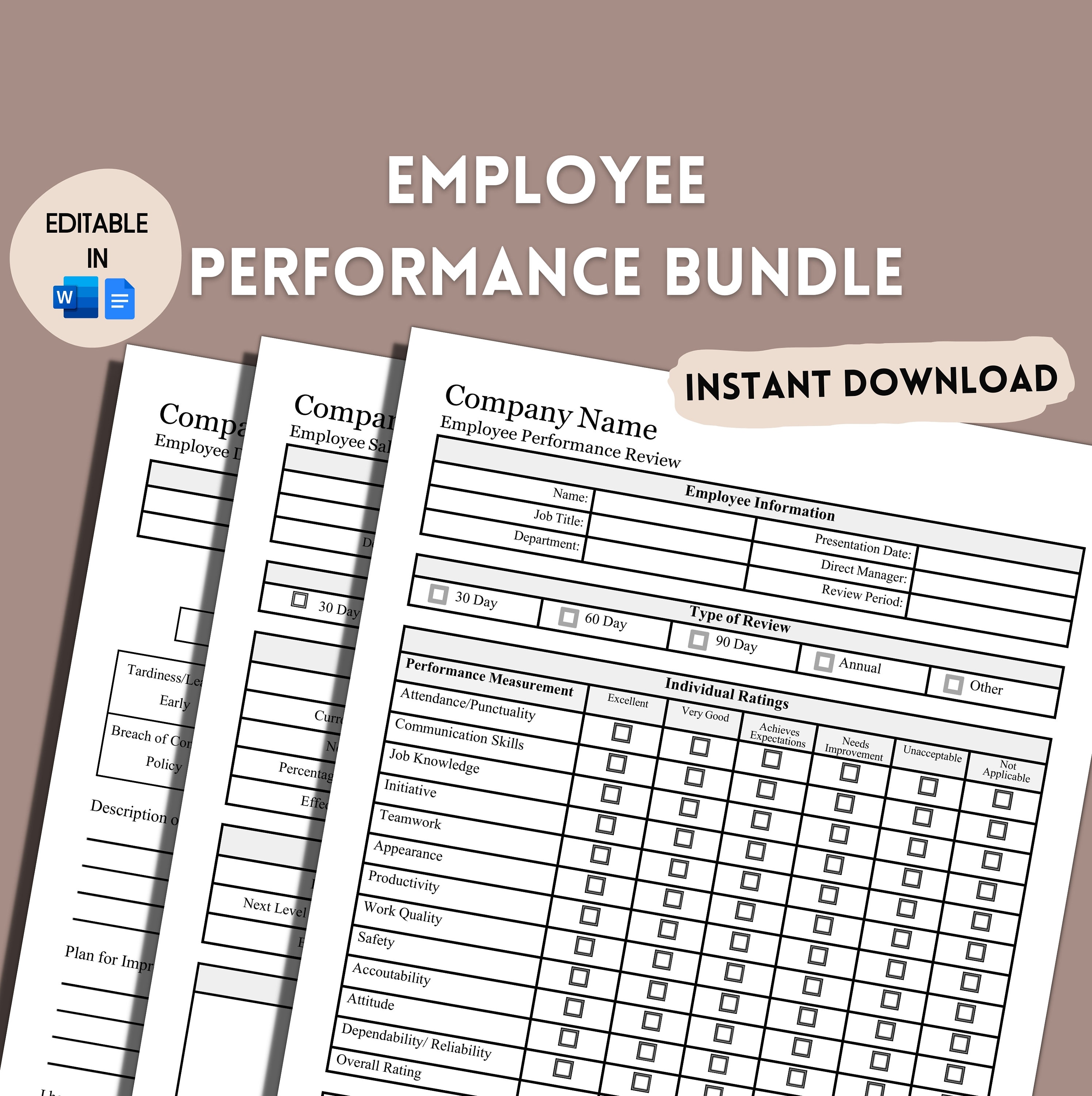 Employee Performance Review Bundle Salary Review - Etsy