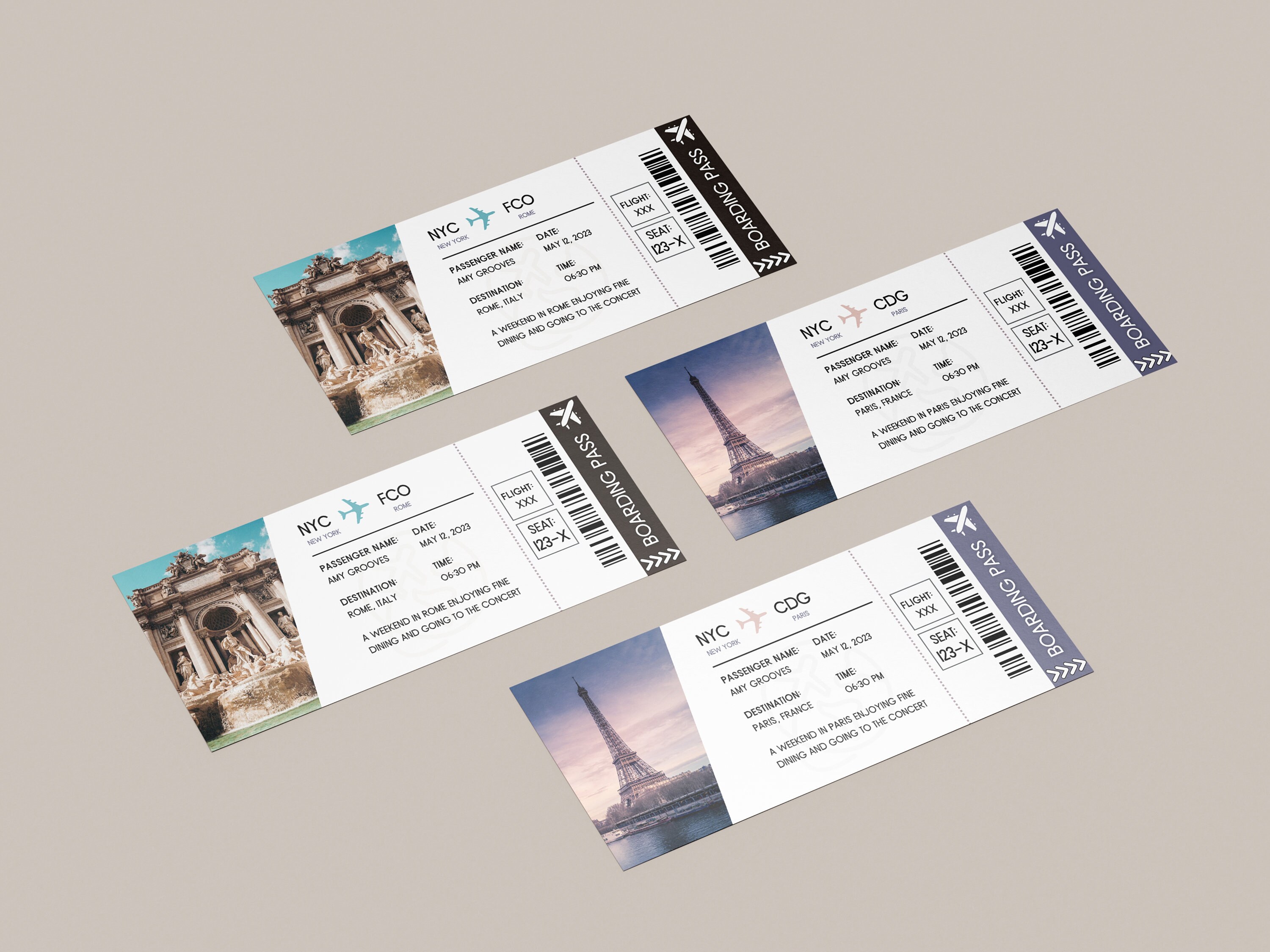 Editable Boarding Pass Template: Surprise Trip Gift (digital Download ...