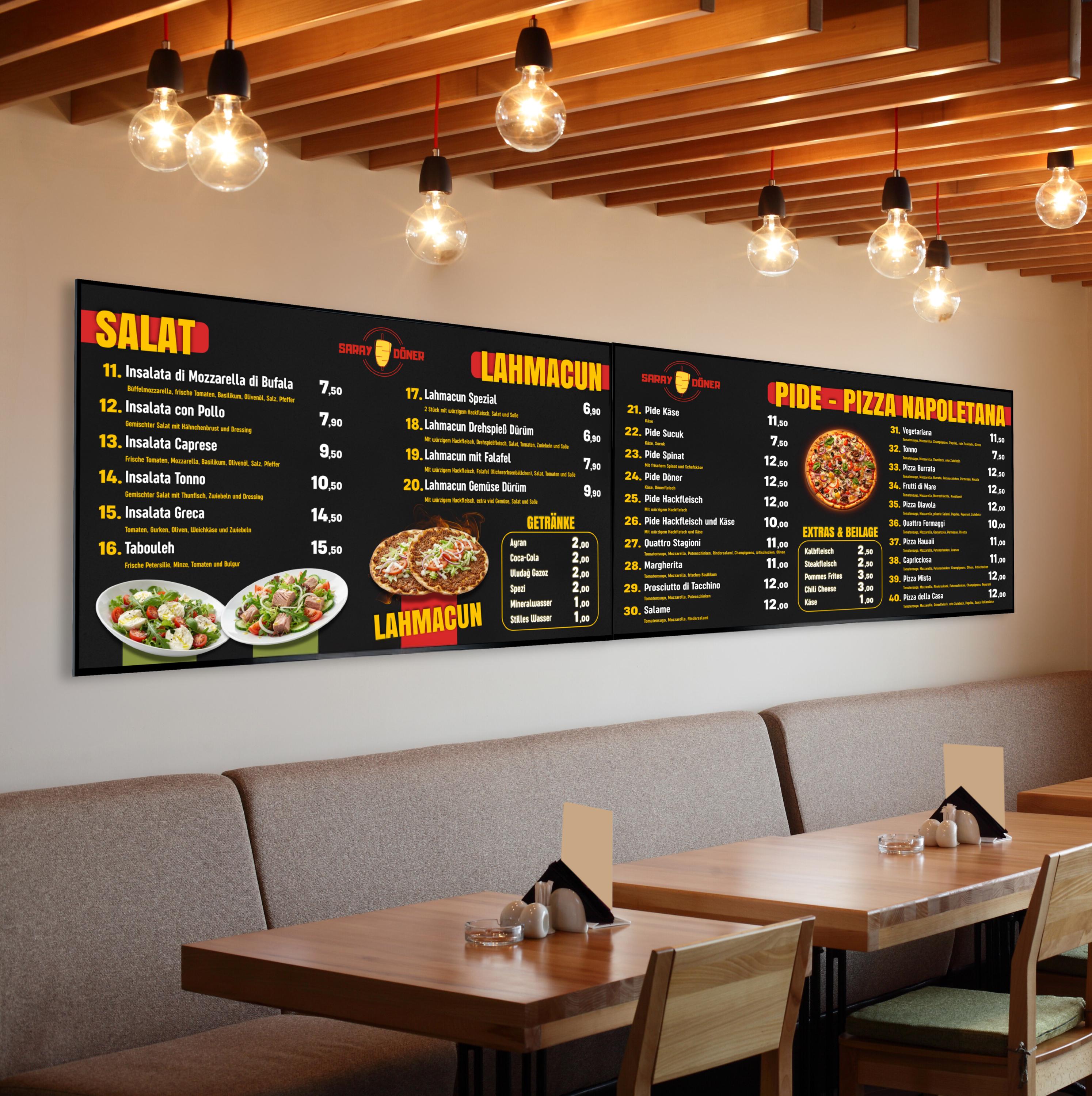 Digital Menu Board for Döner Kebab, Falafel, Lahmacun & Pide | 4K ...