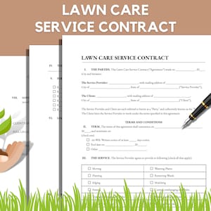 Editable Lawn Care Service Agreement Template (Instant Download)