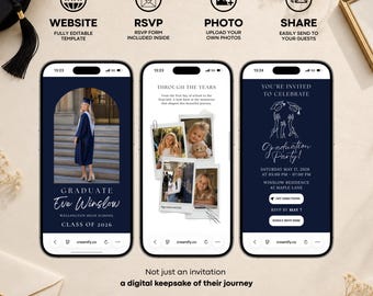 Digital Graduation Invitation Website Template Class of 2026 Mobile Evite with RSVP Canva