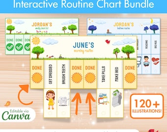 Kids Routine Chart: Editable Visual Schedule, Chore Chart (Canva Template)