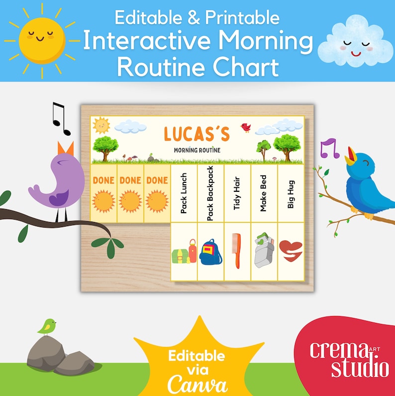 Morning Routine Charts • Printable Routines • Editable Checklist ...