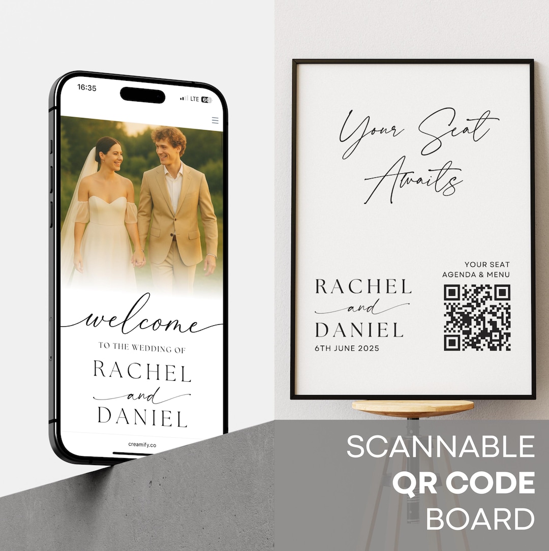 Digital Wedding Seating Chart Website: QR Code Welcome Sign (canva ...