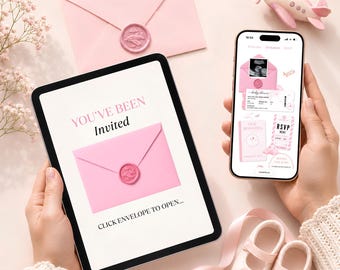 Baby Shower Adventure Awaits Pink Website Template, Travel Theme RSVP Evite (Digital Download)