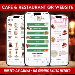 Cafe & Restaurant QR Code Menü | Anpassbares digitales Menü | Kontaktloses Bestellen + Bonus druckbare QR-Karte für einfaches Bestellen
