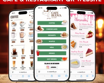 Restaurant QR Code Menu: Customizable Digital Template (Canva)
