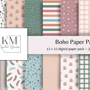 Seamless Watercolor Boho Digital Paper Pack Neutral Repeating Patterns Scrapbooking Paper Instant Download Printable Background Paper Crafts