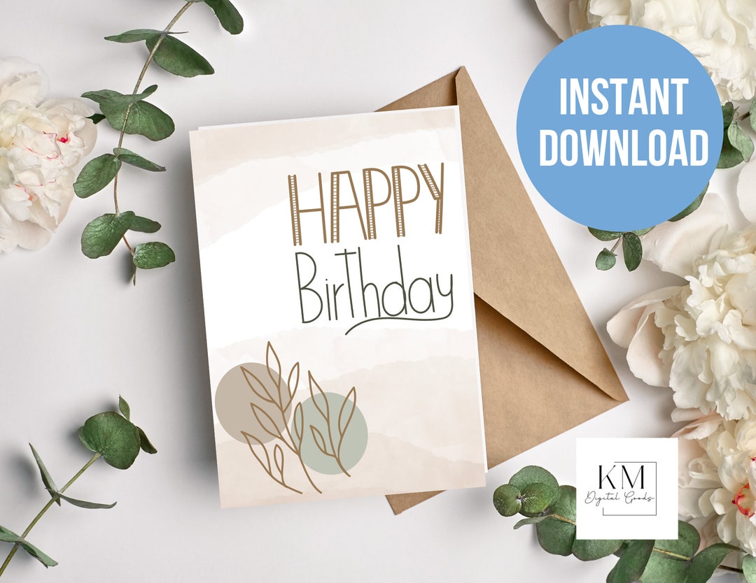 Birthday Card Printable Boho Greeting Card Digital Birthday Card Boho