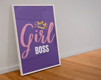 Funny Wall Art for Girl Boss Funny Printable Wall Decor for Boss Gift for Her Colorful Workplace Art Cute Office Wall Decor Purple Wall Art