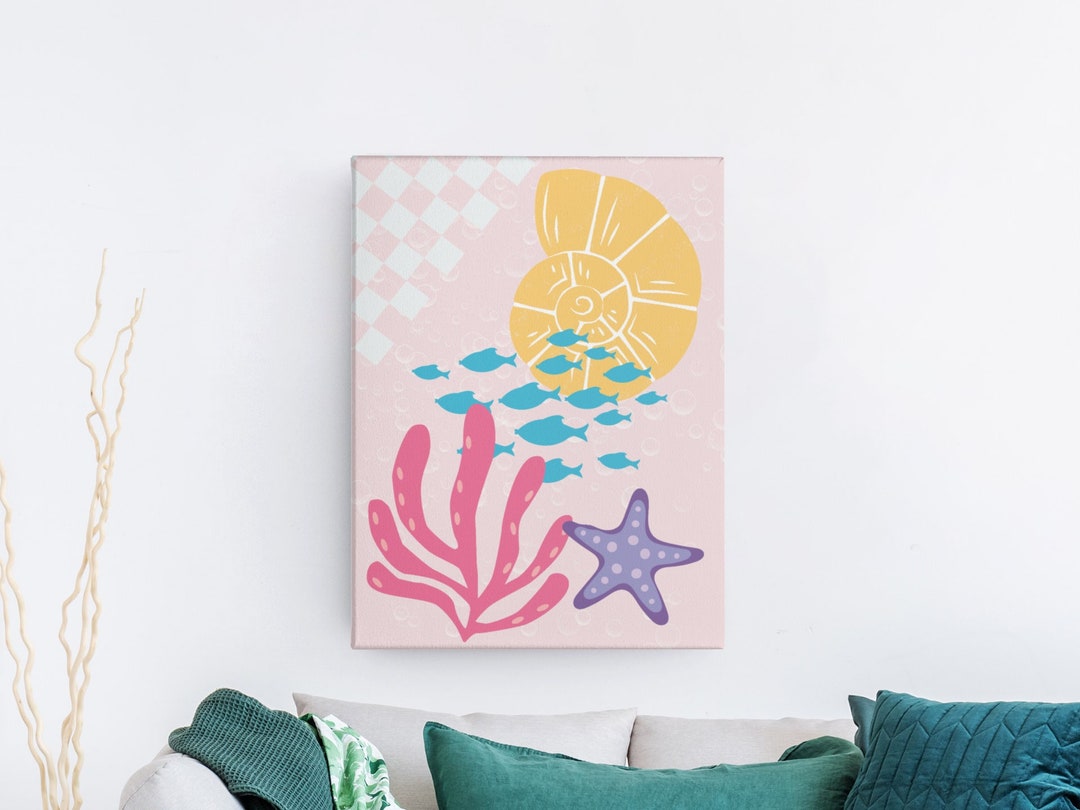 Beach Theme Wall Art Digital Download Art Printable Sea Life Poster for