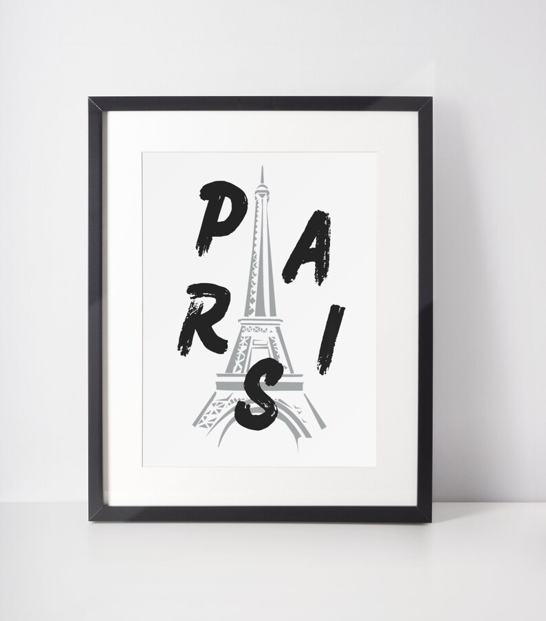 Paris Poster Printable Wall Art Digital Download Art Big City Black and ...