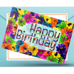 Mexikanische Papierblumen Happy Birthday Digitaldruck, Printable Digital download stationäre Geburtstagskarte, 5.5x4.25 Postkarte