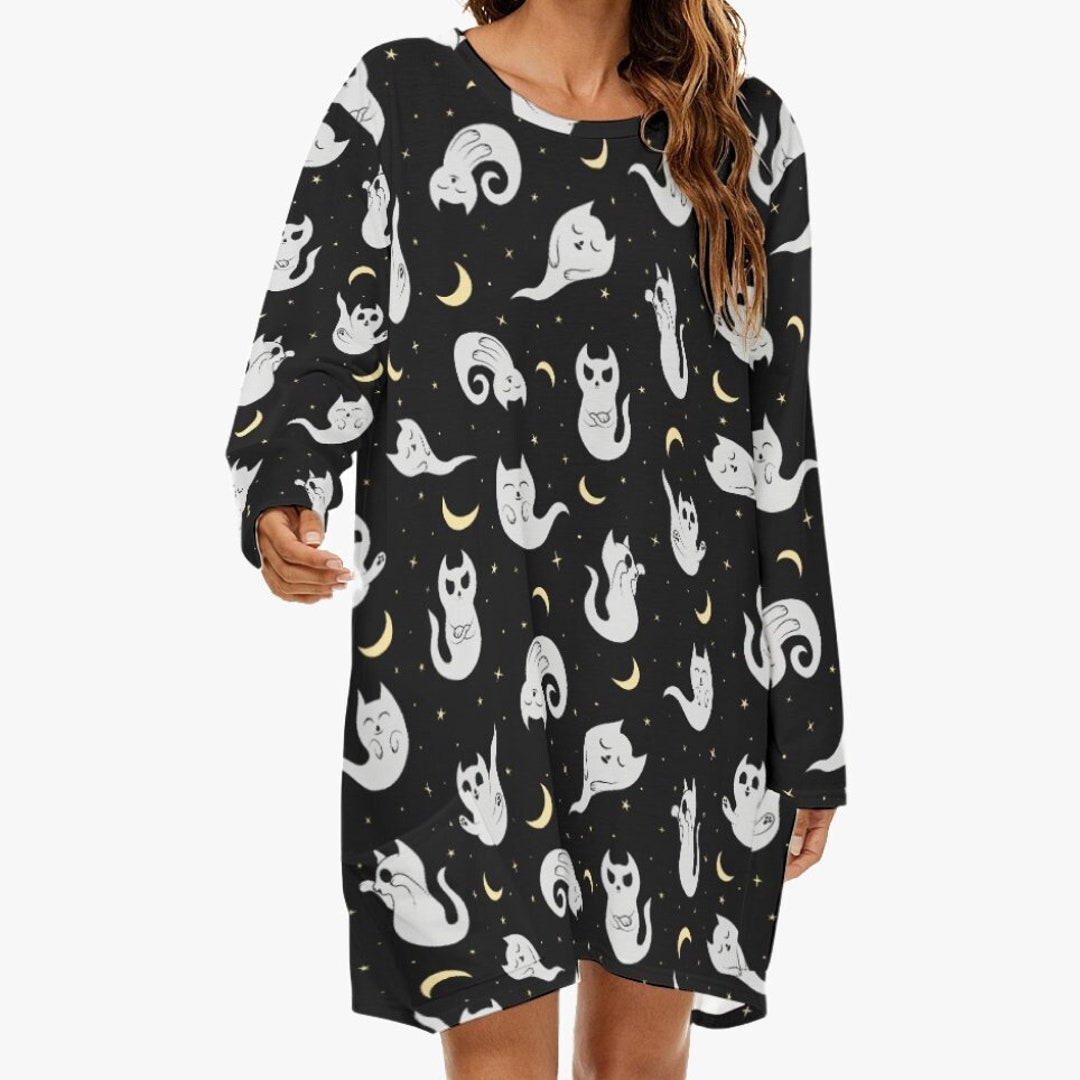 Black Cat Gothic Witch Hoodie Dress