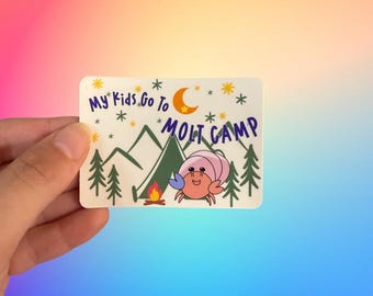 My Kids Go To Molt Camp - Hermit Crab Sticker  - Laminated Glossy Sticker - Water Resistant Vinyl Sticker - Laptop Decal- Bottle Sticker