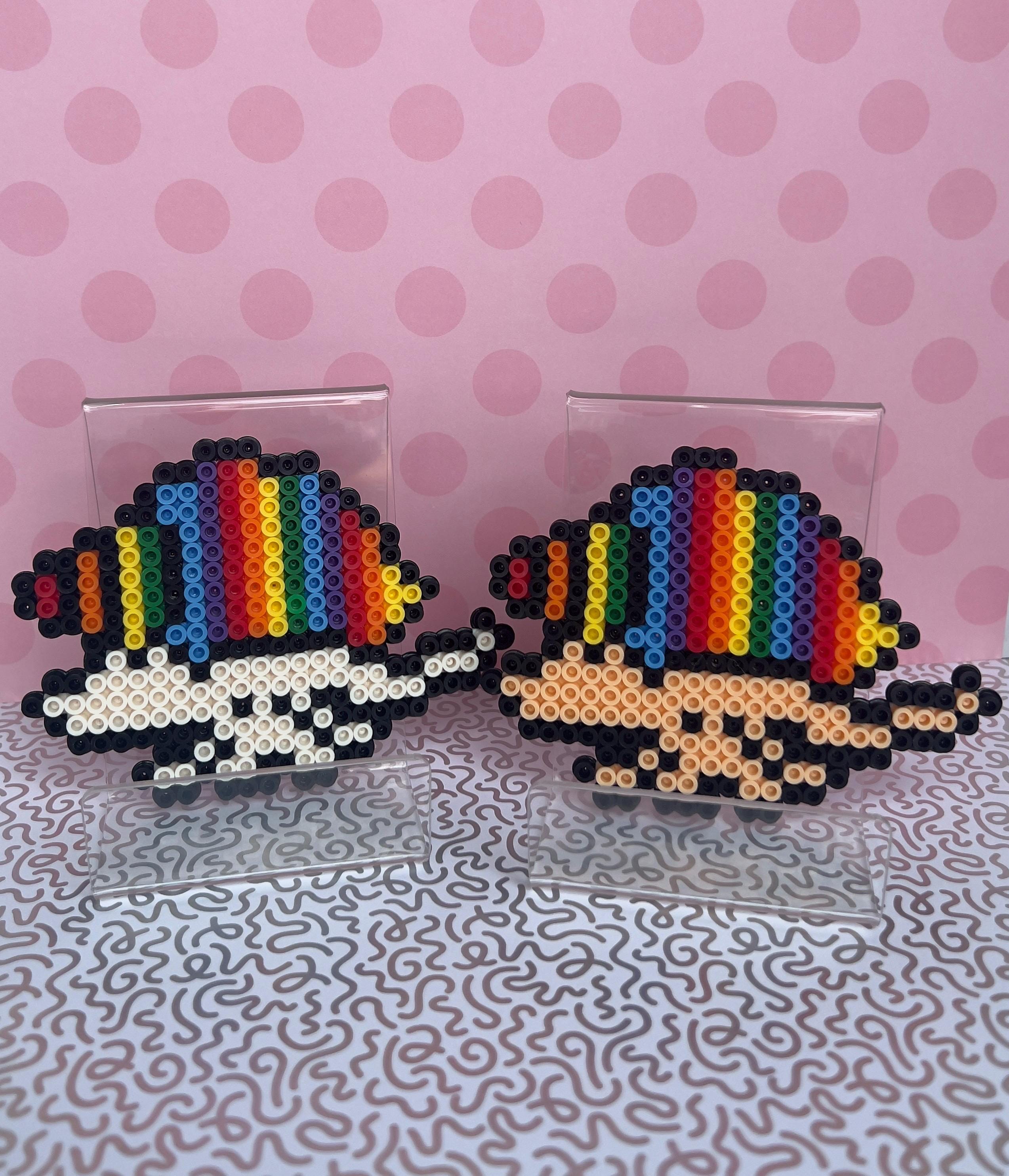 Rainbow Hama Beads Rainbow Skull Perler Earrings – Leaky Pixels
