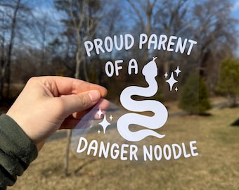 Proud Parent of a Danger Noodle Car Decal - Permanent Vinyl Decal - Weatherproof Vinyl - Snake Car Decal