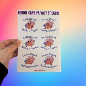 Hermit Crab Molting Privacy Sticker Sheet - Laminated Glossy Sticker - Vinyl - Hermit Crab Laptop Decal- Bottle Sticker