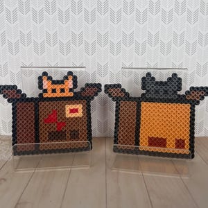 Chat dans une boîte en carton - Créations originales de perles perler - Aimant | Sous-bock - Joli cadeau perler