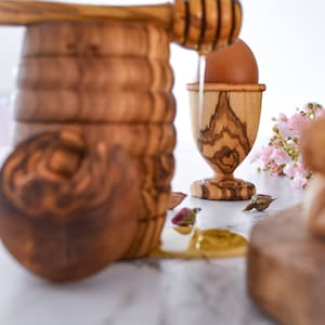 Mediterranean Handmade Olive Wood Honey Dipper (5.8&quot;), Wooden Honey Server, Honey Spoon, Honey accessory, Kitchen Tool, Honey Lover Gift