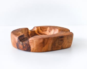 Handmade olive wood ashtray (6"), Wooden ashtray, Decorative ashtray, Wedding gift, Ashtray for cigars, Cigar accessories, Cigarettes tray