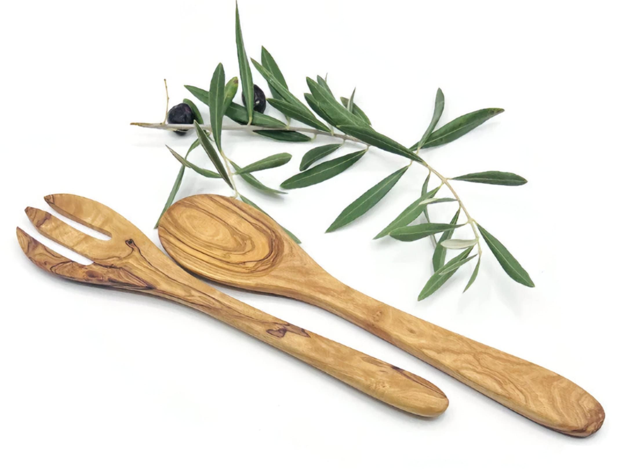 Salad Server Set, Olive Wood Salad Server Personalized Olive Spoons, Ocean Resin Olive Salad Server Set, Engrave Gift Set