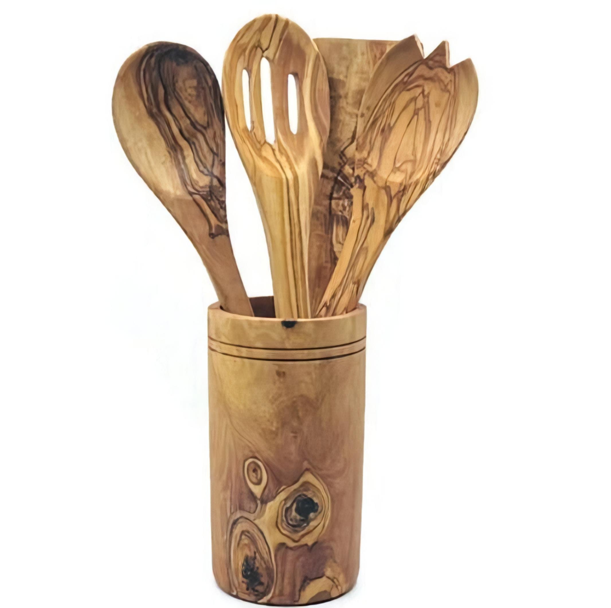 4 PC OLIVE-WOOD UTENSIL COOKING SET - DEAR DACY