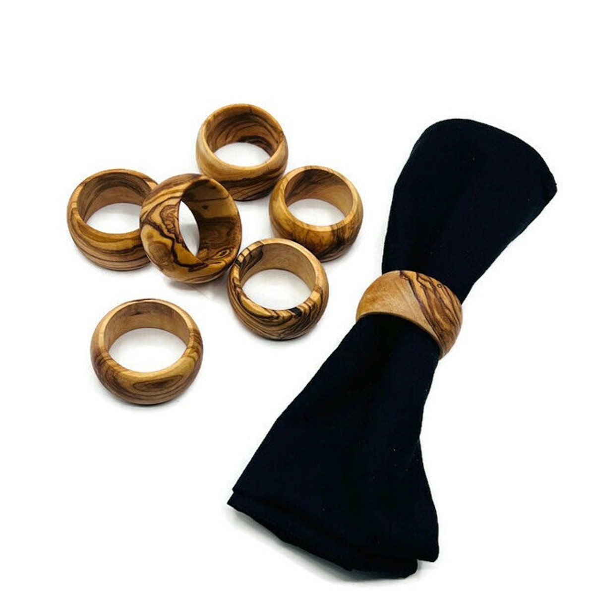 Olive Wood Napkin Ring Diameter 1.5,set of 4 Napkin Rings