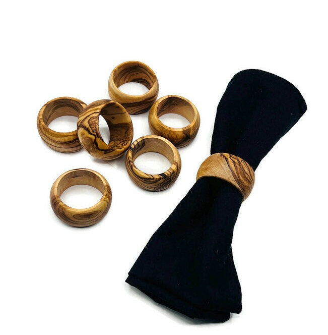 QTY 50 Wood Napkin Ring Holder, Natural Wood Napkin Ring Holder