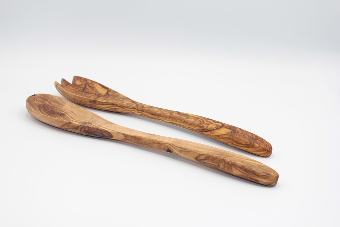 Olive Wood Salad Servers Handmade Olive Wood Salad Servers Etsy