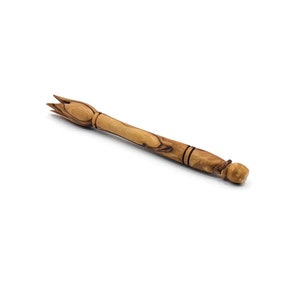 Set of 2 Olive wood olive pickers (5.8&quot;), Appetizer fork, Serving tool, Cheese picker, Vegetable picker, Dinner decoration, Wooden picker.