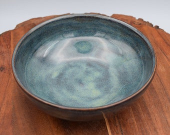 Blue Green and Brown Bowl | ceramic dish | handmade pottery | organic stoneware | BG06