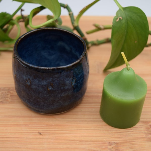 Dark Blue Votive Candle Holder | ceramic | handmade pottery | organic earthenware