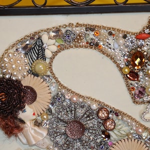 Made to Order Vintage Jewelry Initial Craft on an 8&quot; X 10&quot; Photo Frame- Please Read