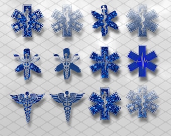 EMS Bundle | Star of Life Svg,Ems svg, Emergency Medical Services sign| Paramedic, EMT Files for Cricut, Emergency Tech Png,Glitter PNG