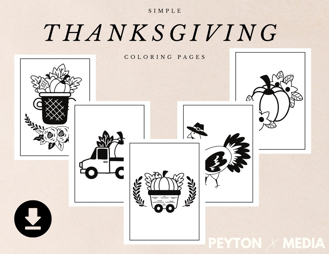 Simple Aesthetic Thanksgiving Coloring Pages Children and - Etsy