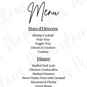 Szablon cyfrowy menu – 5" x 7", 1 na stronę, elegancki i nowoczesny, edytowalny i natychmiastowy do pobrania
