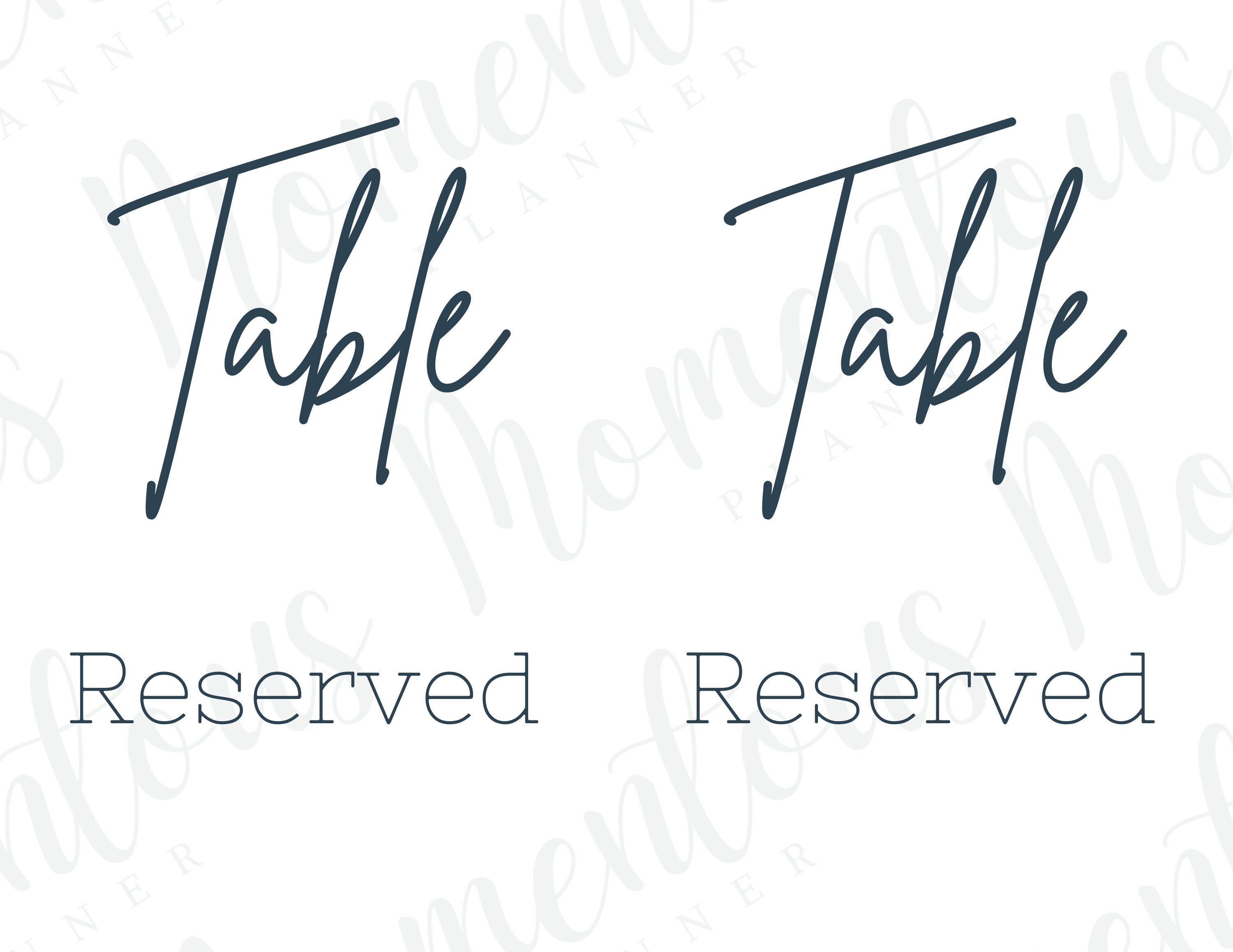 Table Numbers table 1-30 and Table Reserved Digital Template 2 per Page