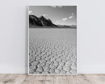 Death Valley Digital Print, Black and White, Desert Wall Art, National Park, Desert Photo, California Desert Print, The Racetrack