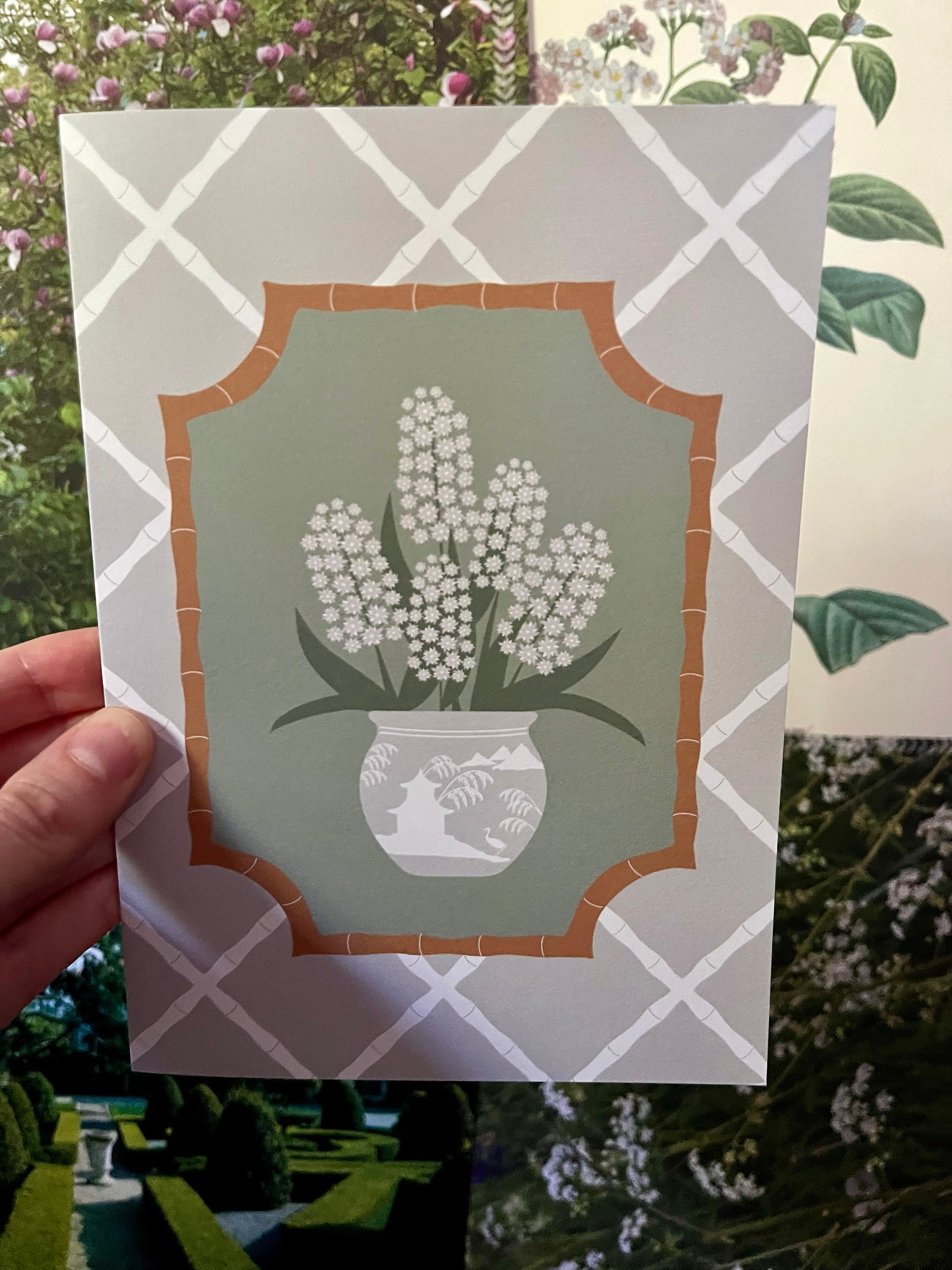 Set of 8 Folded Cards Chinoiserie Floral Series With Lily of the Valley ...