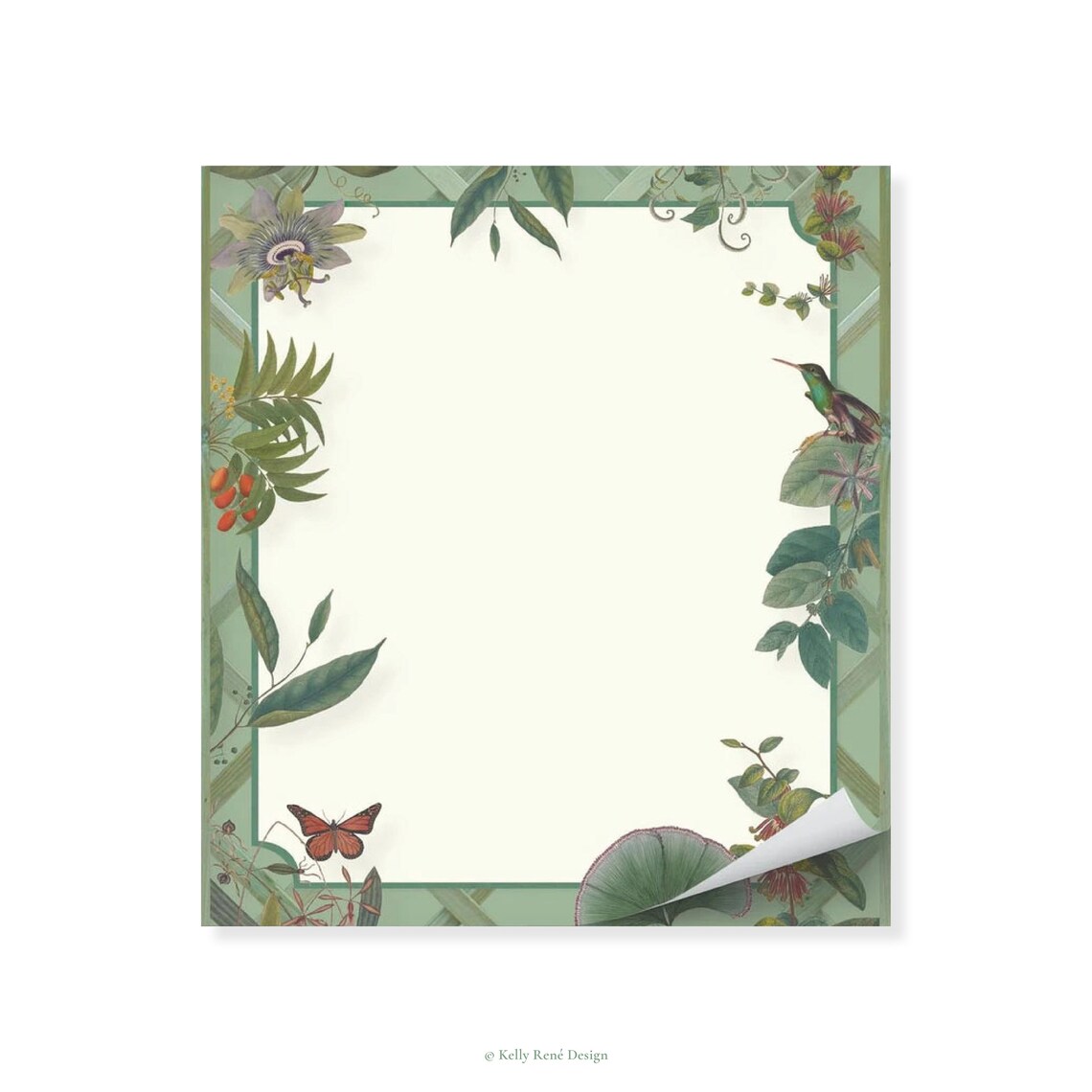 Botanical Notepad Notepad – Botanical Trellis Design With Vintage Illustrations of Plants ...